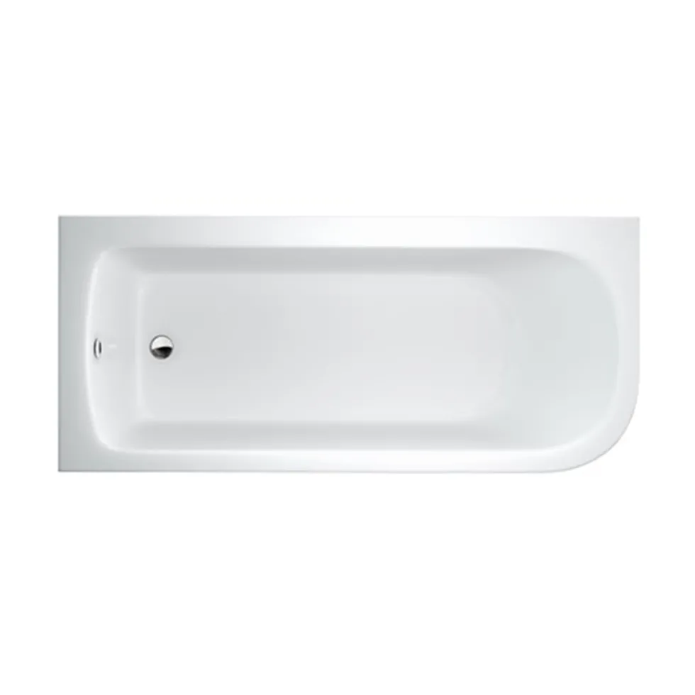Britton Bathrooms Viride Single Ended Offset J-Shaped Bath, Panel & Cradle - 1700 x 750mm