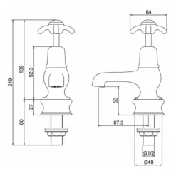 Burlington Anglesey 3 Inch Basin Pillar Taps