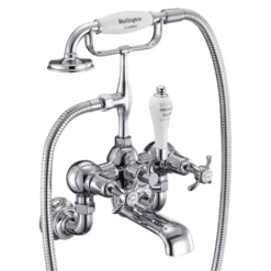 Burlington Anglesey Regent Tall Wall Mounted Bath Shower Mixer with Straight Valves