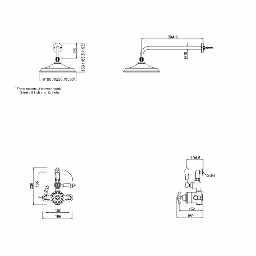 Burlington Avon Exposed Thermostatic Shower Kit with AirBurst Shower Head