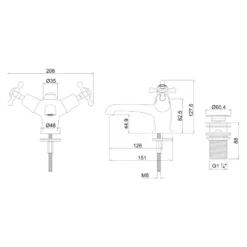 Burlington Claremont Basin Mixer Tap with High Central Indice & Waste