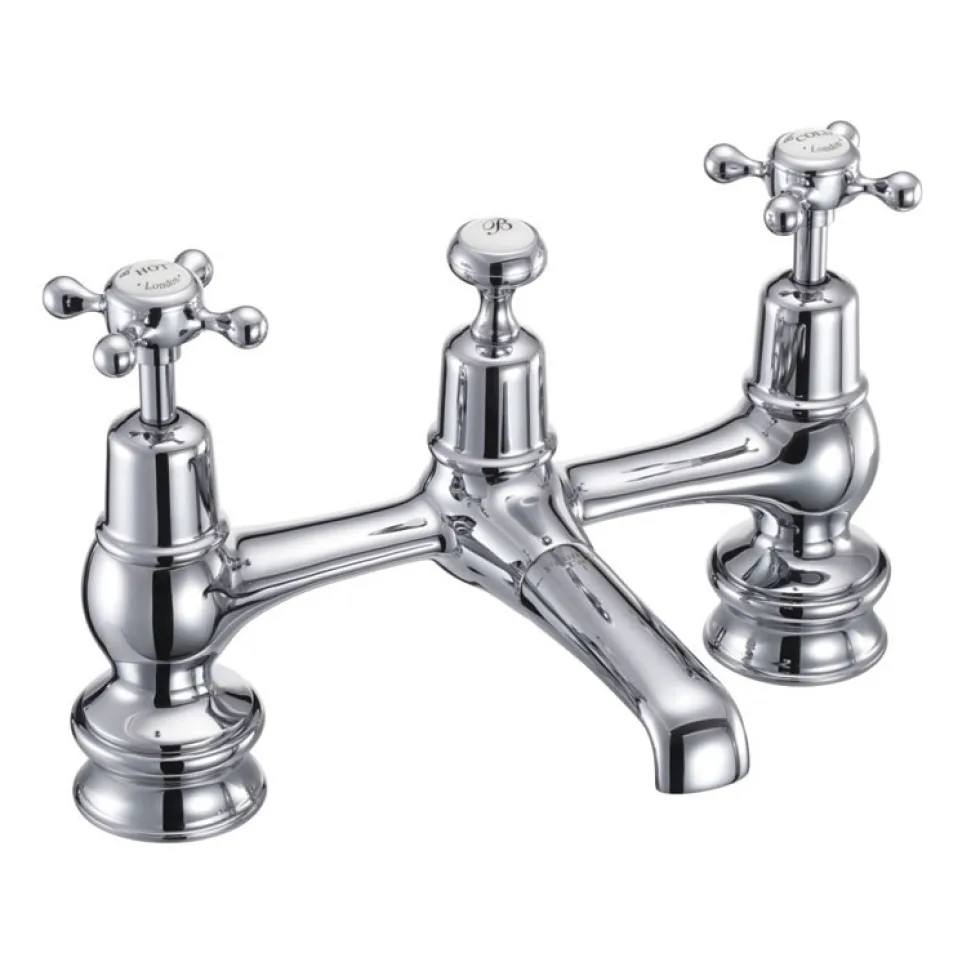 Burlington Claremont Bridge Basin Mixer Tap with Swivel Spout & Waste