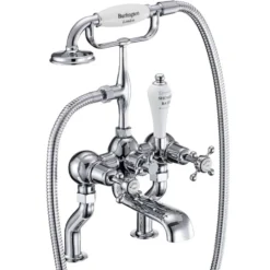 Burlington Claremont Deck Mounted Bath Shower Mixer with Straight Valves