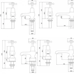 Burlington Claremont 3 Inch Basin Pillar Taps