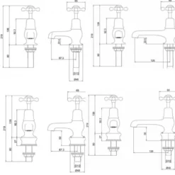 Burlington Claremont 5 Inch Basin Pillar Taps