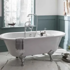 Burlington Claremont Regent Tall Deck Mounted Bath Shower Mixer with Straight Valves