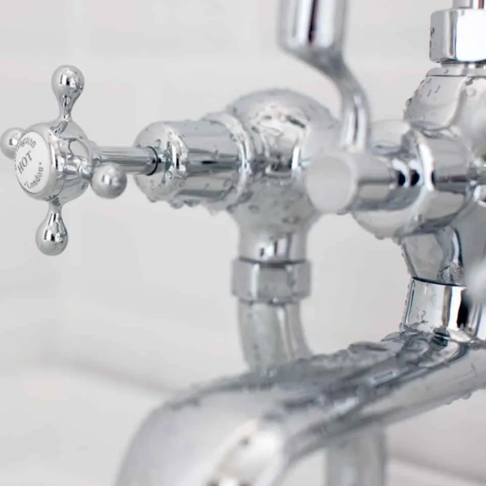 Burlington Claremont Regent Tall Deck Mounted Bath Shower Mixer with Straight Valves