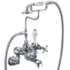 Burlington Claremont Regent Tall Wall Mounted Bath Shower Mixer with Straight Valves