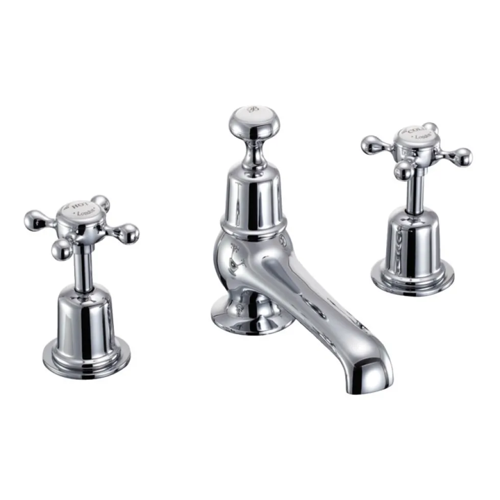 Burlington Claremont 3 Tap Hole Basin Mixer with Pop-up Waste
