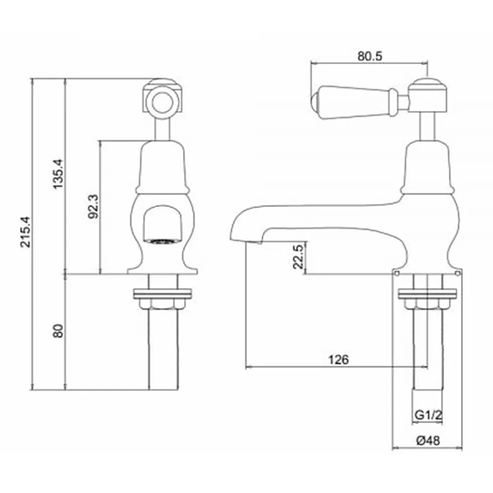 Burlington Kensington 5 Inch Basin Pillar Taps