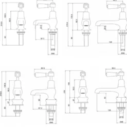 Burlington Kensington 3 Inch Basin Pillar Taps
