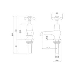 Burlington Kensington 3 Inch Basin Pillar Taps
