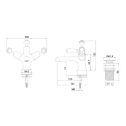 Burlington Kensington Regent Basin Mixer Tap with High Central Indice & Waste