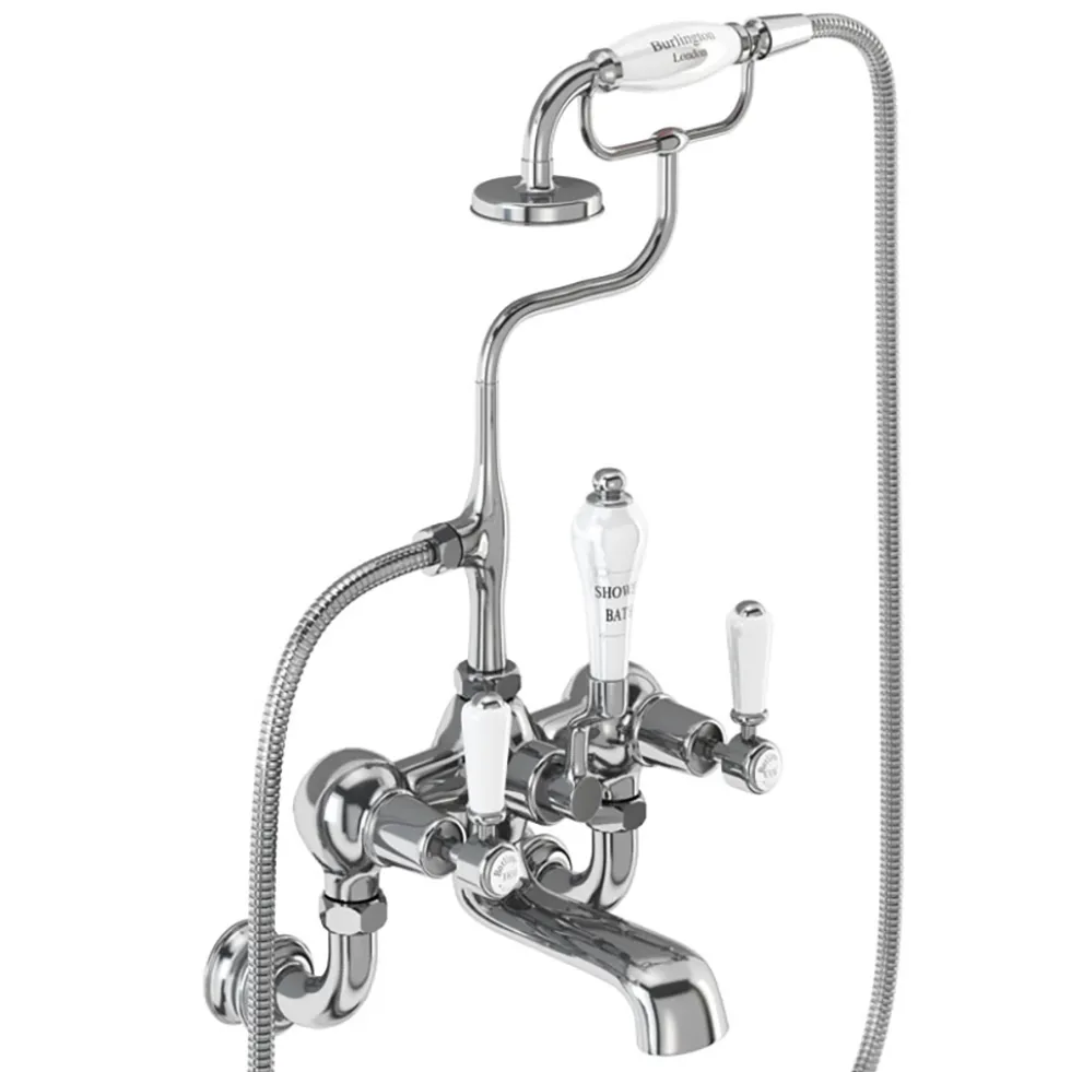 Burlington Kensington Regent Tall Wall Mounted Bath Shower Mixer with Straight Valves