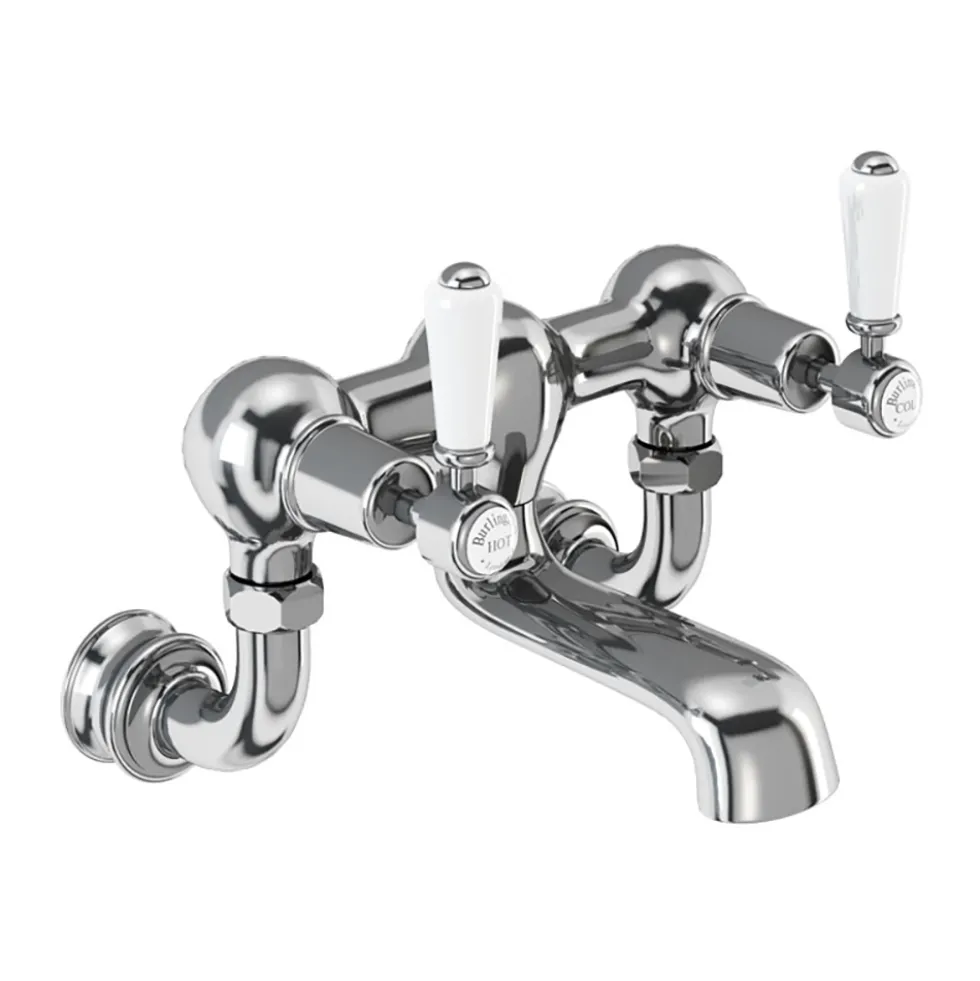 Burlington Kensington Regent Wall Mounted Bath Filler Tap with Straight Valves
