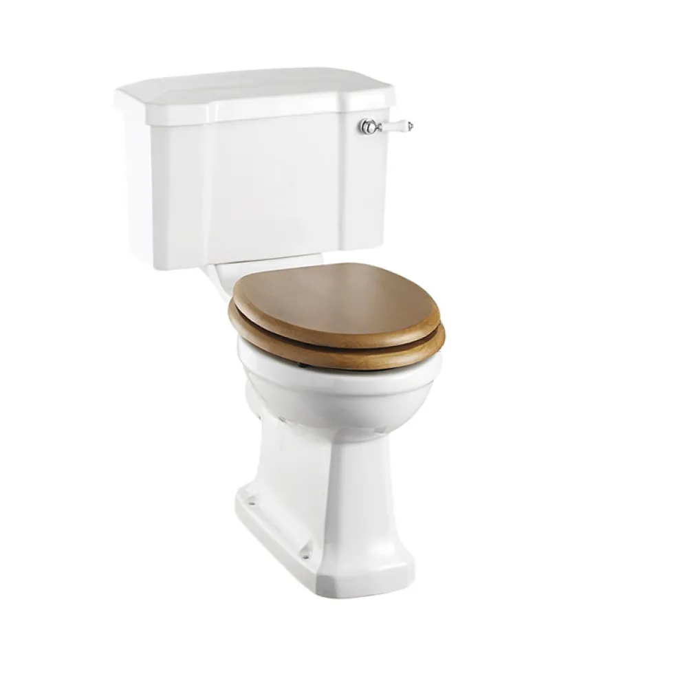 Burlington Rimless Close Coupled Toilet & Seat - Oak
