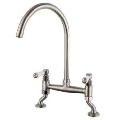Butler & Rose Barbier Traditional Kitchen Bridge Mixer - Brushed Nickel