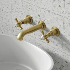Butler & Rose Beatrice Brushed Brass Wall Mounted Basin Mixer Tap