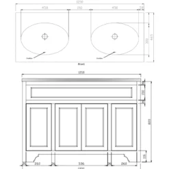 Butler & Rose Beatrice 1200mm Floorstanding Double Basin Vanity Unit