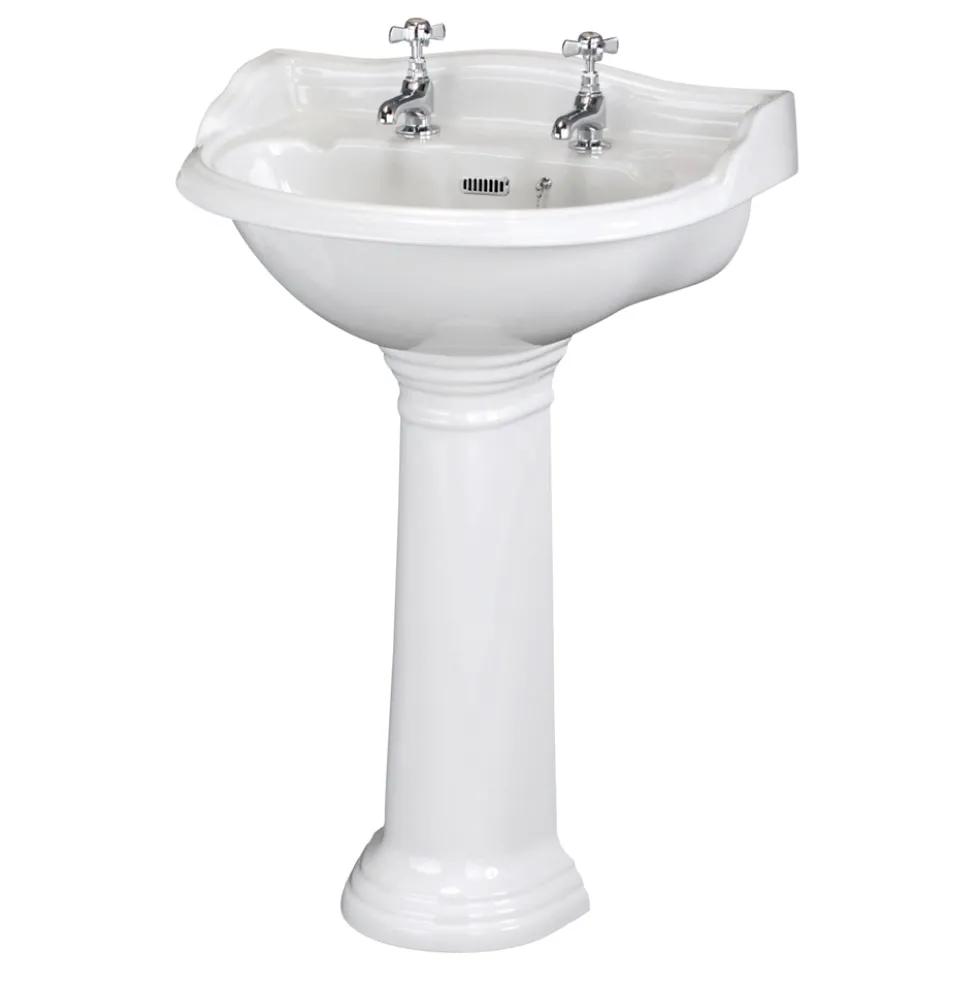 Butler & Rose Benedict 600mm Full Pedestal & Basin - 2 Tap Hole