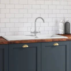 Butler & Rose 1.5 Bowl Ceramic Kitchen Sink and Butler & Rose Victoria Traditional Kitchen Mixer Tap