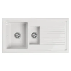 Butler & Rose 1.5 Bowl Ceramic Kitchen Sink and Vellamo Caspian Dual Lever Mono Kitchen Mixer