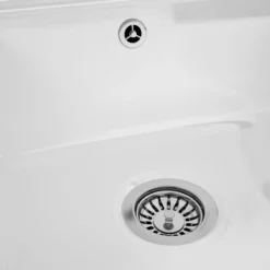 Butler & Rose 1.5 Bowl White Ceramic Kitchen Sink with Reversible Drainer - 1010mm x 525mm