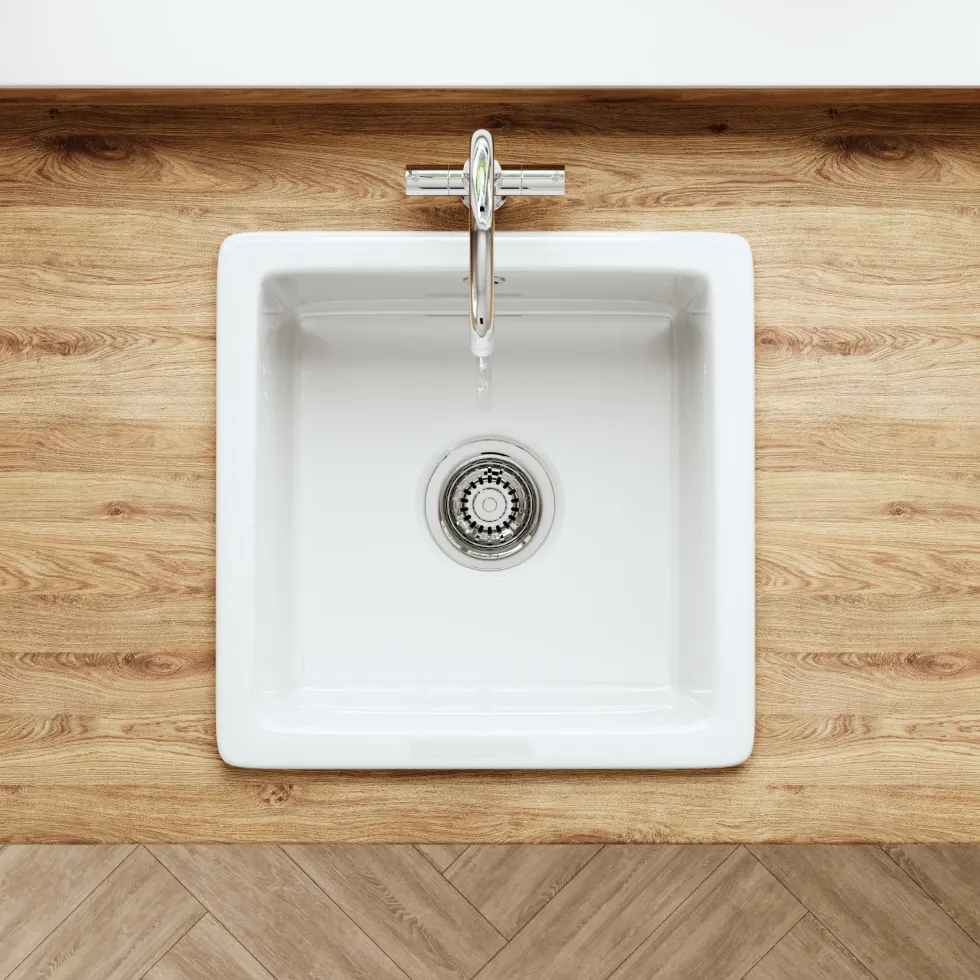 Butler & Rose Bryn 1 Bowl Fireclay Ceramic Inset/Undermount Kitchen Sink - 457mm x 457mm