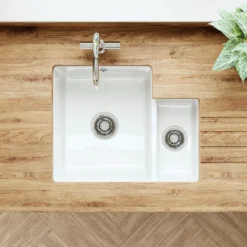 Butler & Rose Bryn 1.5 Bowl White Fine Fireclay Ceramic Inset/Undermount Kitchen Sink - 549 x 441mm