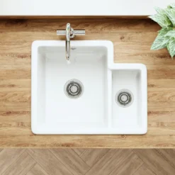 Butler & Rose Bryn 1.5 Bowl White Fine Fireclay Ceramic Inset/Undermount Kitchen Sink - 549 x 441mm