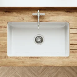 Butler & Rose Bryn XL 1 Bowl White Fireclay Ceramic Inset/Undermount Kitchen Sink - 763mm x 457mm