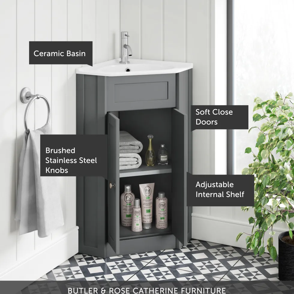 Butler & Rose Catherine Corner Cloakroom Vanity Unit with Basin