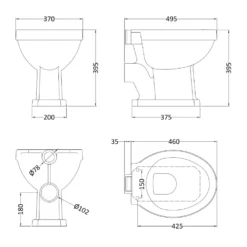 Butler & Rose Catherine High Level Toilet with Pan, Cistern & Flush Pipe Kit