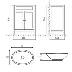 Butler & Rose Catherine 600mm Floorstanding Vanity Unit & Countertop