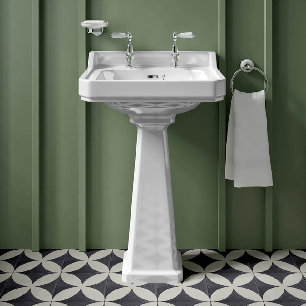Butler & Rose Catherine 560mm Full Pedestal & Basin - 2 Tap Hole
