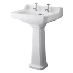 Butler & Rose Catherine 600mm Full Pedestal & Basin - 2 Tap Hole