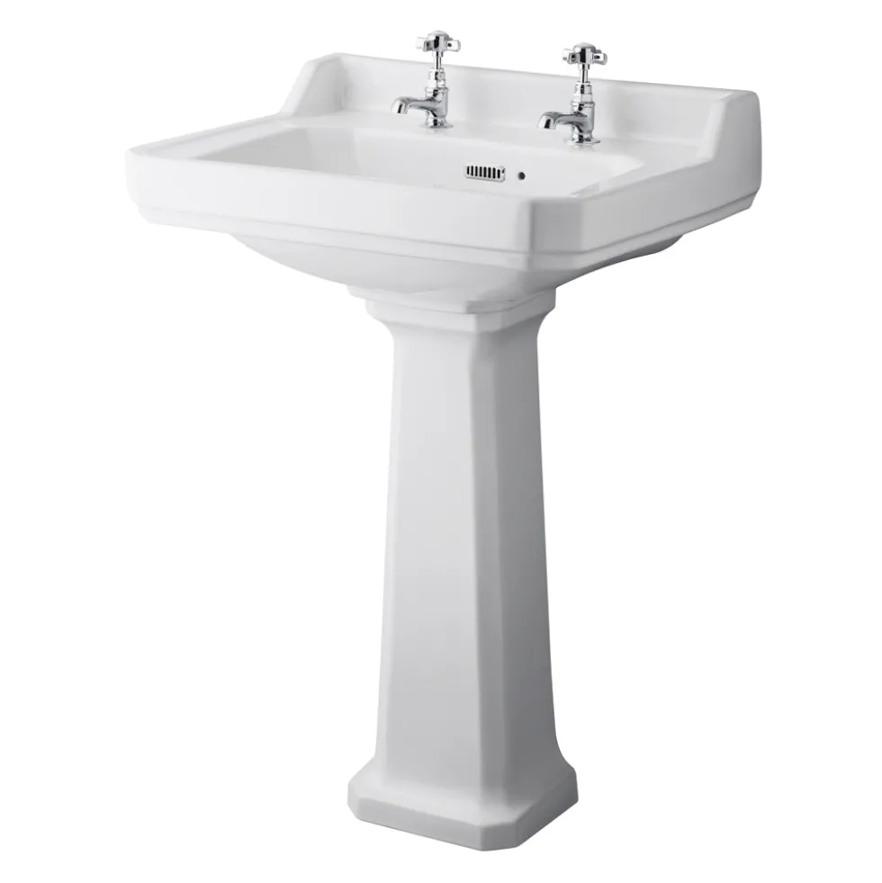 Butler & Rose Catherine 600mm Full Pedestal & Basin - 2 Tap Hole