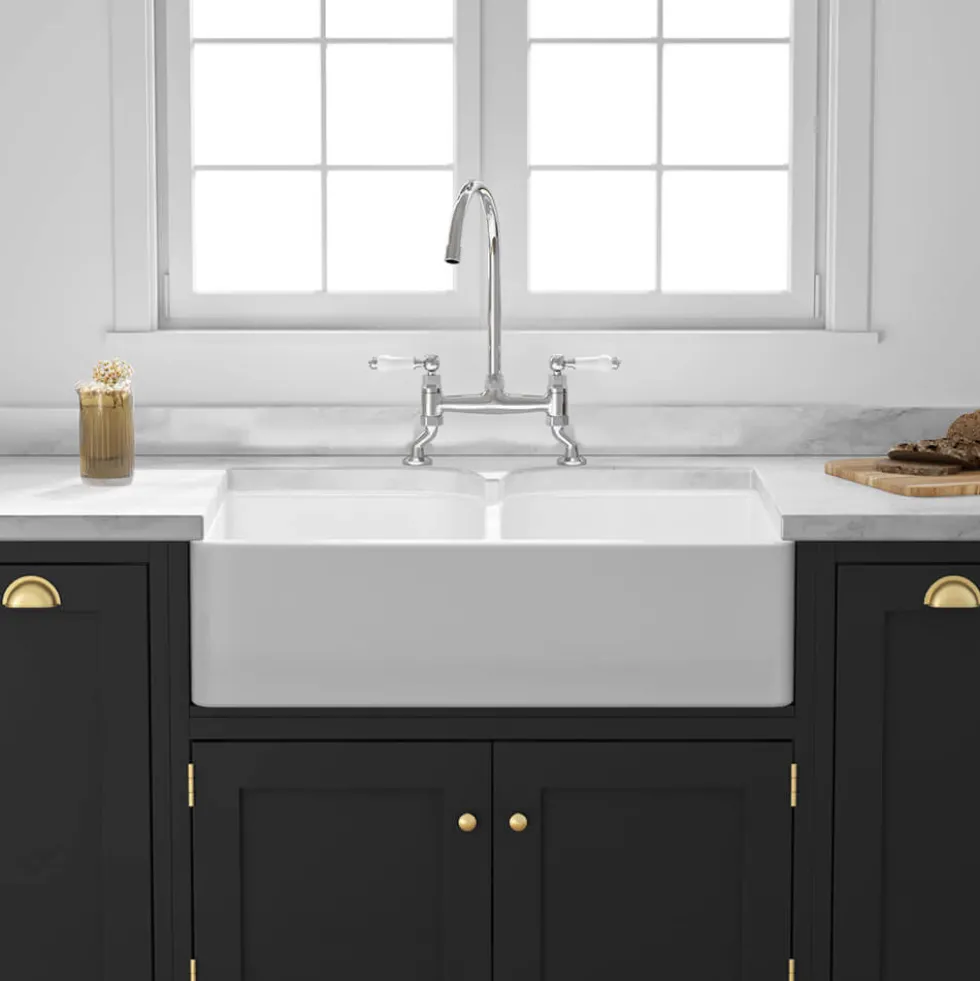 Butler & Rose Ceramic Fireclay Double Belfast Kitchen Sink - 795 x 500mm