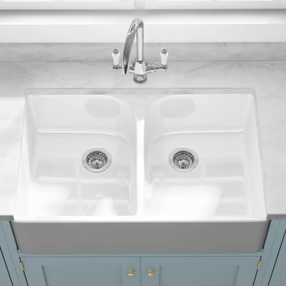 Butler & Rose Ceramic Fireclay Double Belfast Kitchen Sink - 795 x 500mm