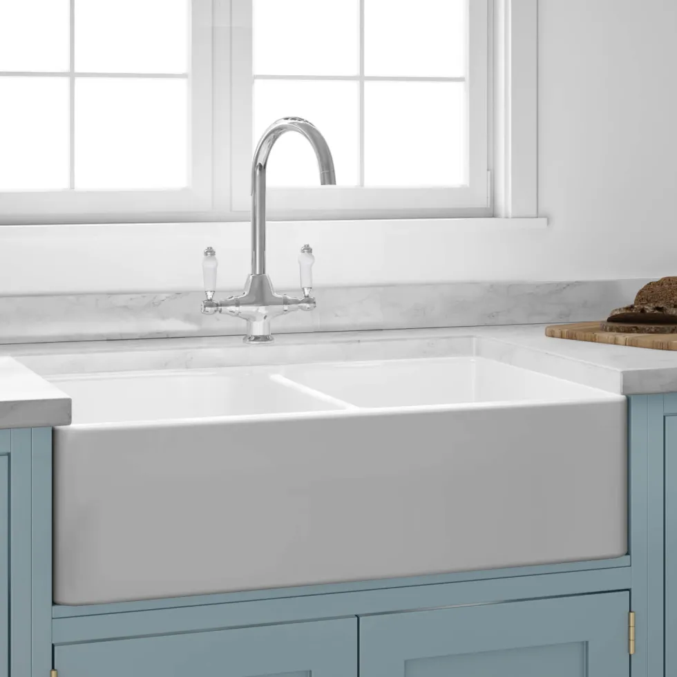 Butler & Rose Ceramic Fireclay Double Belfast Kitchen Sink - 795 x 500mm
