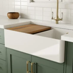 Butler & Rose Ceramic Fireclay Workstation Double Belfast Kitchen Sink & Accessories - 795 x 500mm