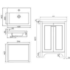 Butler & Rose Charlotte 600mm Floorstanding Vanity Unit & Basin