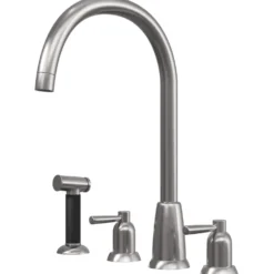 Butler & Rose Daphne 4 Hole Curved Spout Kitchen Mixer Tap with Lever Handles & Pull-Out Rinse