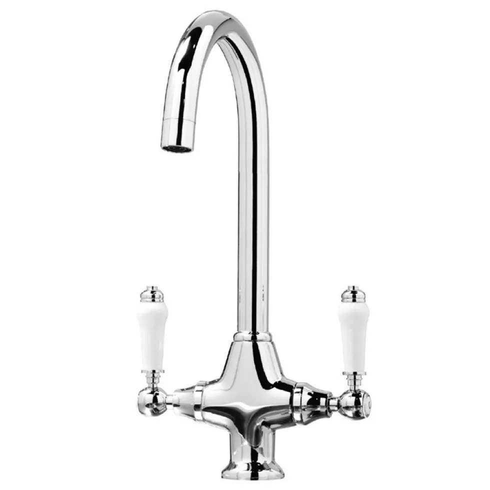 Butler & Rose Dream 1 Bowl White Ceramic Fireclay Kitchen Sink & Victoria Traditional Kitchen Mixer Tap