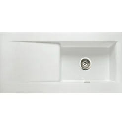 Butler & Rose Dream White Ceramic Fireclay Single Bowl Kitchen Sink with Reversible Drainer & Waste Kit - 1010mm x 510mm