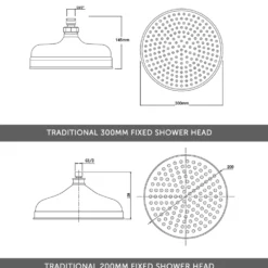 Butler & Rose Edith Concealed Shower Valve, Fixed Shower Head & Slide Rail Kit