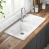 Butler & Rose Farmhouse 1 Bowl White Ceramic Kitchen Sink with Reversible Drainer - 1000 x 500mm