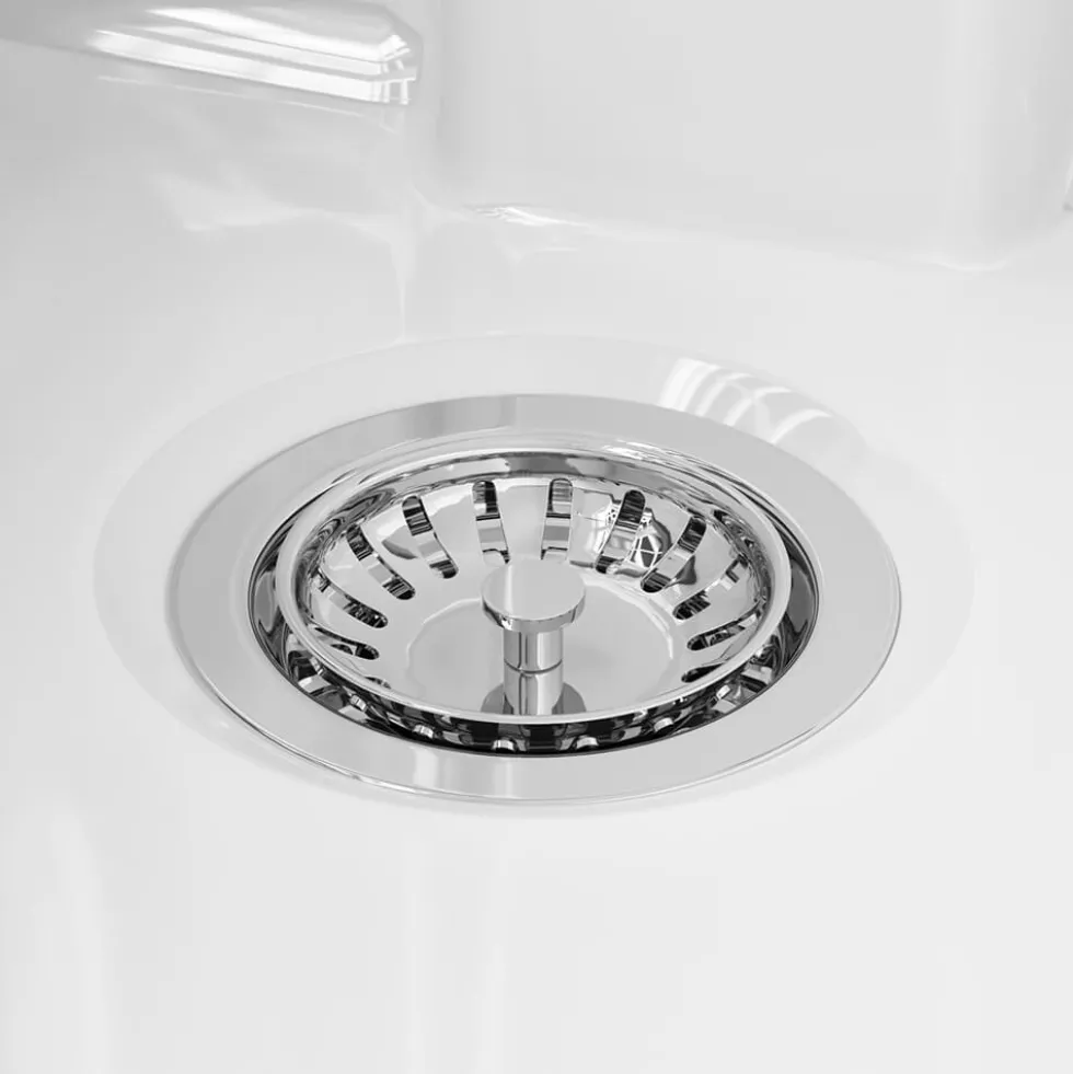 Butler & Rose Fireclay Ceramic White Double Belfast Kitchen Sink, Tap & Waste
