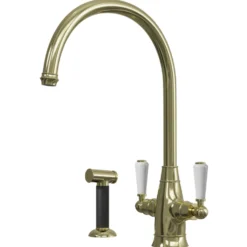 Butler & Rose Ivy Twin Lever Mono Kitchen Mixer Tap with Pull-Out Rinse