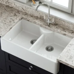 Butler & Rose Large Double Belfast / Butler Ceramic Fireclay Kitchen Sink - 895 x 550mm